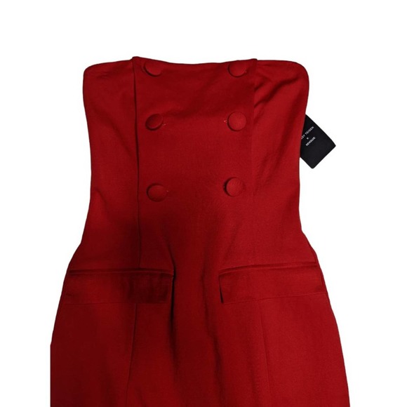 X Revolve Chrissy Teigen Red Midi Dress Landon Bodycon Ruffle Straples Pencil XS - Picture 7 of 9